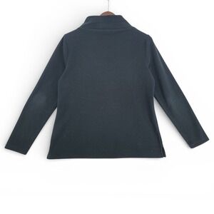 Talbots Womens Medium Fleece Pullover Polyester Black Mock‎ Neck Casual